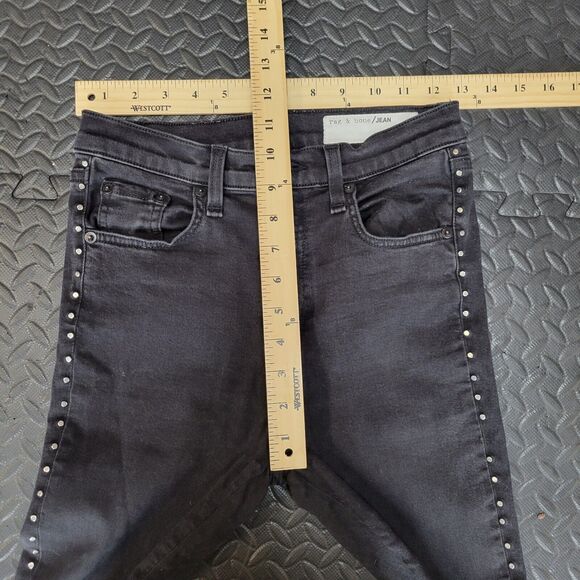 Rag & Bone High Rise Skinny Jeans Black Studded Women's Size 26 - Picture 8 of 11